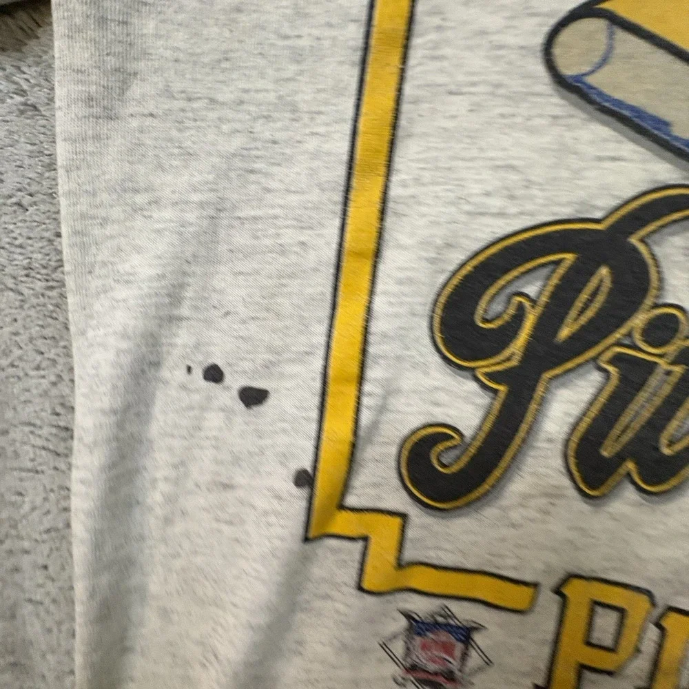 VTG TNT Men's L Gray 1991 Pittsburgh Pirates MLB Champions Distressed Stained T